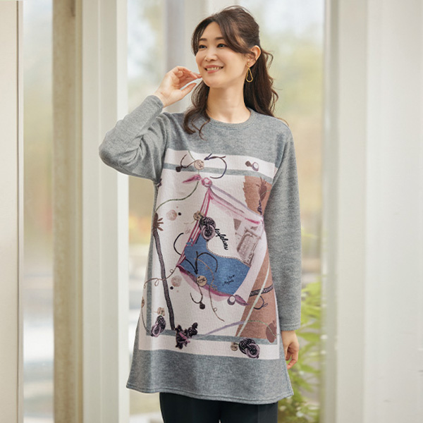 起毛転写プリントチュニック