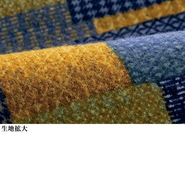 起毛ブロック柄ロングプルオーバー