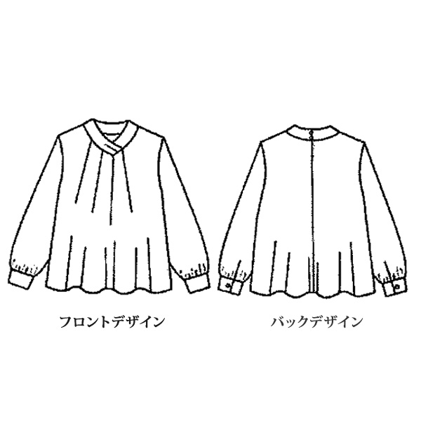 小紋柄タック使いブラウス