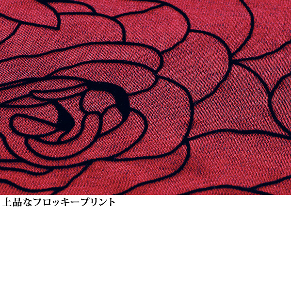 バラ柄フロッキーカットソーチュニック