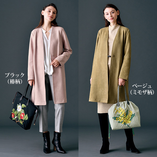 刺しゅう使いレザーハンドルバッグ