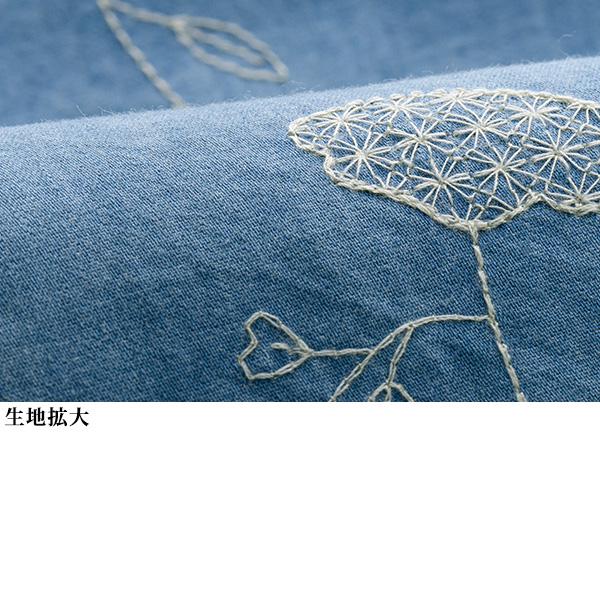 綿デニム刺しゅう使いオーバーブラウス | 京都通販ミセスの