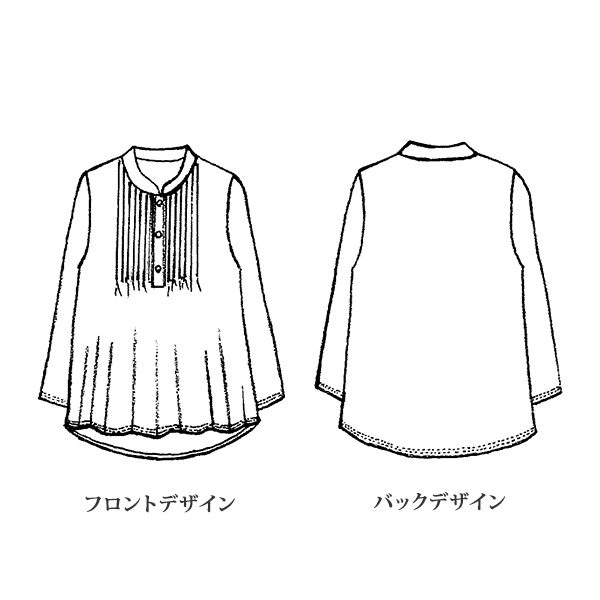ピンタックデザインプリント チュニックプルオーバー