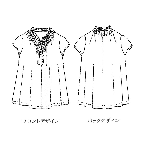 麻レーヨン前リボンブラウス