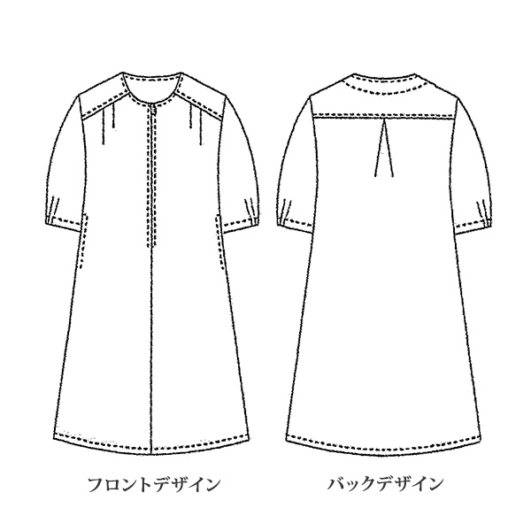 綿麻プリント前ファスナーワンピース
