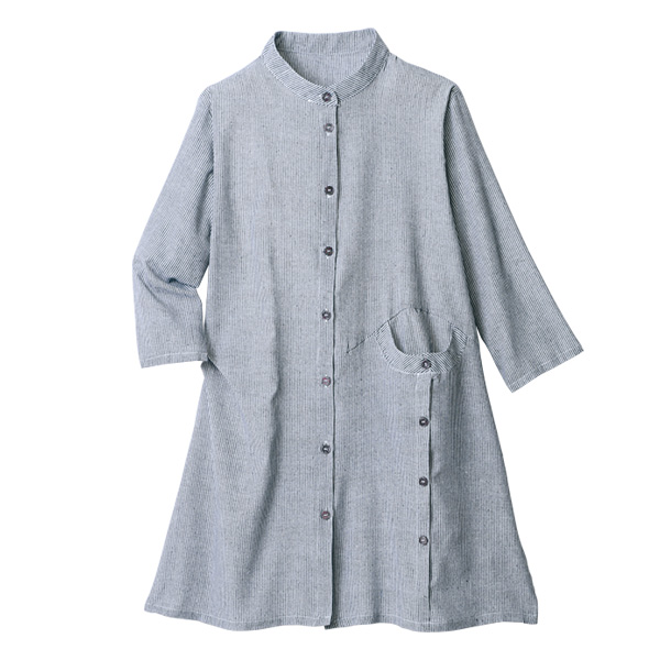 ストライプデザインポケットロングシャツ
