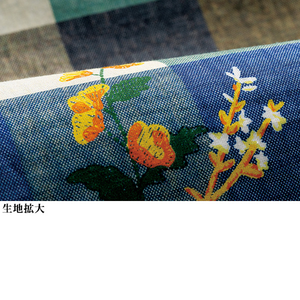 綿100％花格子柄プリントブラウス