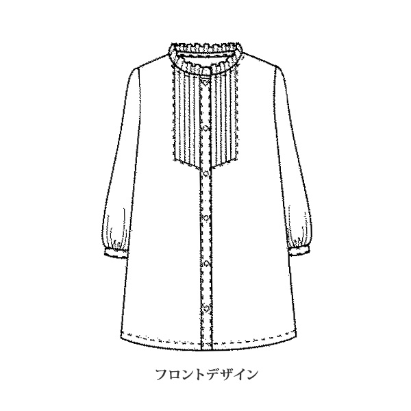 チェックと花柄プリントのフリル襟ピンタックブラウス | 京都