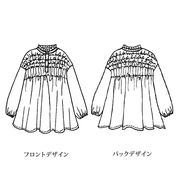 シャーリング水玉ゆったりブラウス