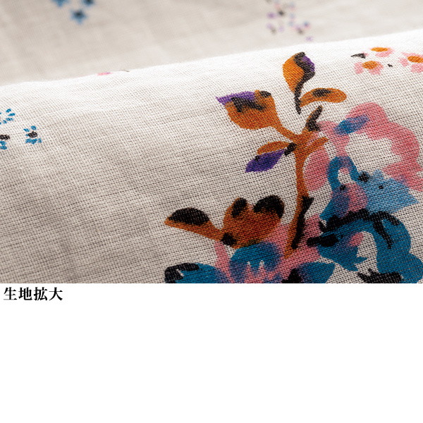 七分袖プリント前開きブラウス