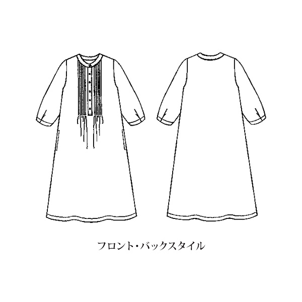 麻混ピンタック使いワンピース