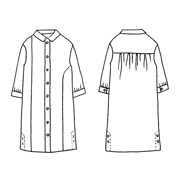 プリント切替えロングブラウス