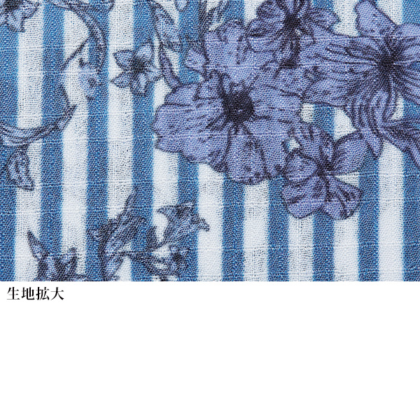 ストライプ花柄ブラウス / 大きいサイズ M LL 4L | 京都通販