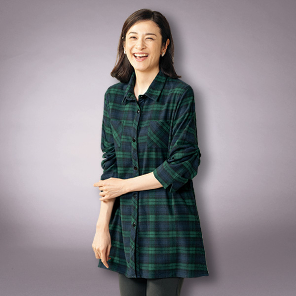 チェックロングシャツジャケット