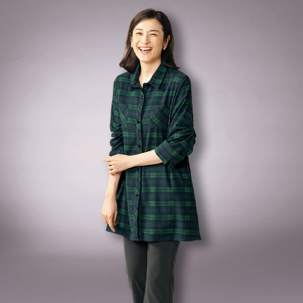 チェックロングシャツジャケット