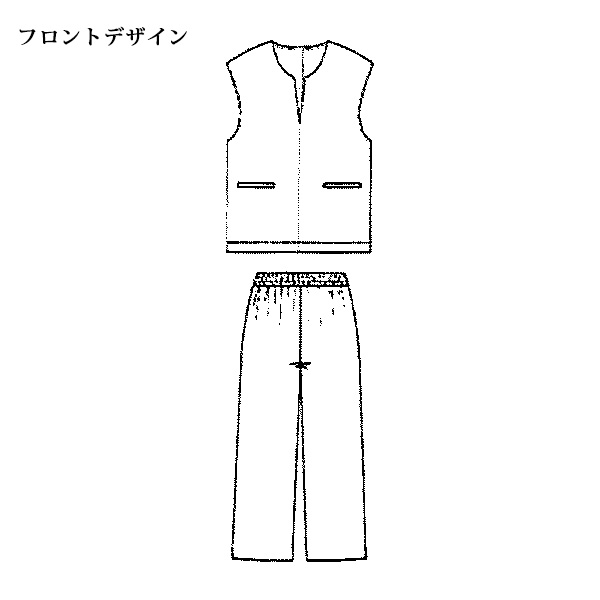 杢調キーネックチュニックベスト＆パンツセット