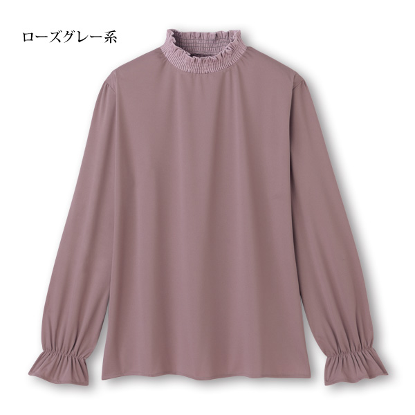 襟シャーリングブラウス