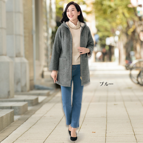 パウダータッチ 裏起毛ストレッチデニムパンツ 股下70cm 大きいサイズ M L LL 3L