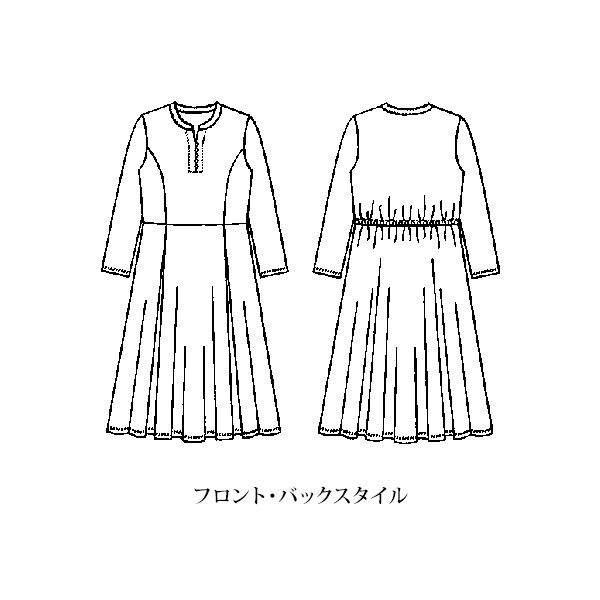 くるみボタン使い ストレッチプリントワンピース