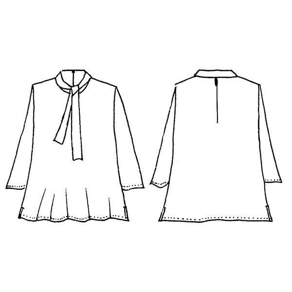 総柄ボウタイブラウス