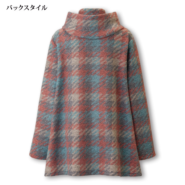 格子柄起毛コート