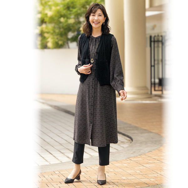 総柄ロングワンピース