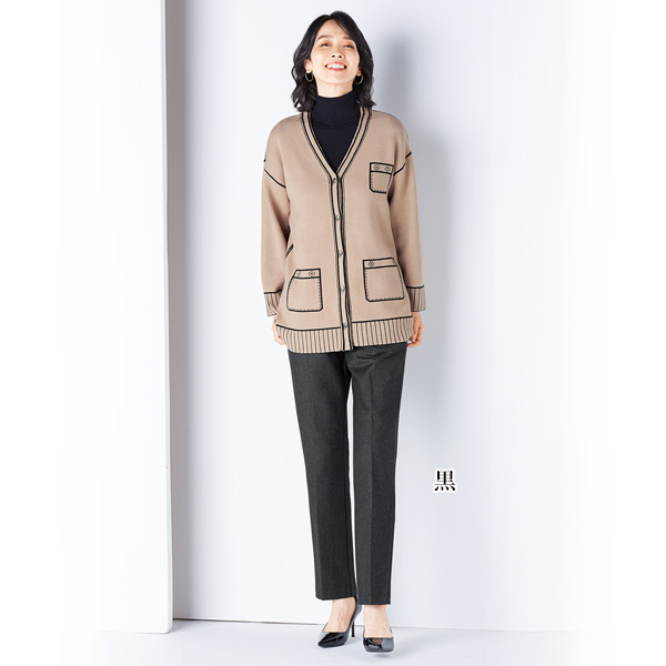 尾州産生地使用 ウール混ストレッチパンツ 股下59cm 大きいサイズ M L LL 3L 4L