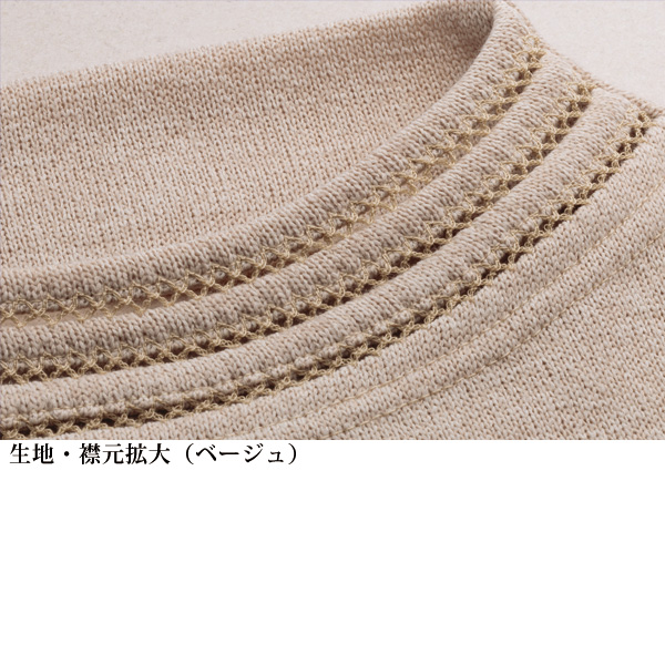 エアロモア 裏起毛はしごレース風カットソープルオーバー