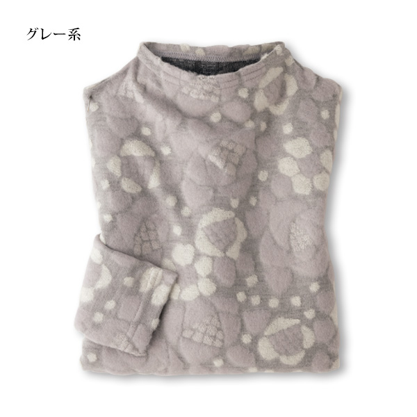 ウール混パイルジャカード 花柄配色プルオーバー