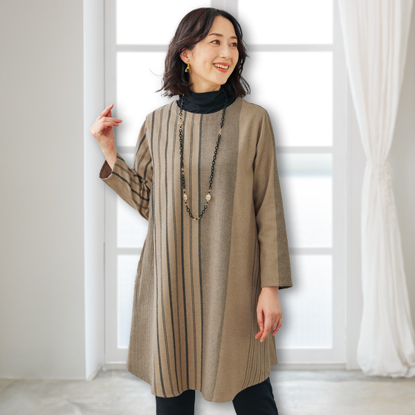ストライプチュニックワンピース | 京都通販ミセスの ストライプチュニックワンピース | 京都通販ミセスの