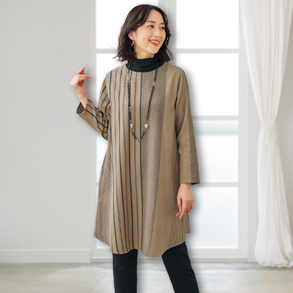 ストライプチュニックワンピース | 京都通販ミセスの