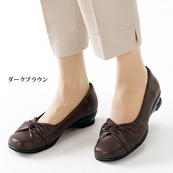 牛革ツイストデザイン F(5E) エアークッションパンプス