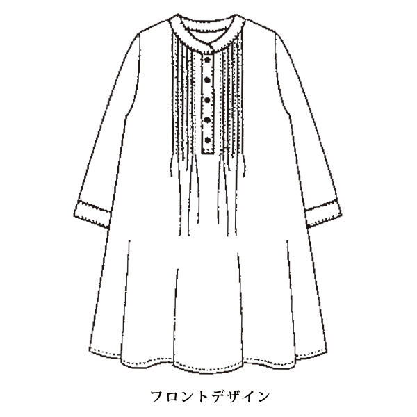 配色使い幾何柄プリント ピンタックチュニックブラウス