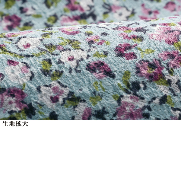 小花柄バンドカラーロングシャツ