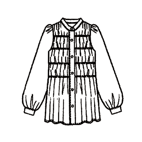 変形ドット柄シャーリングブラウス