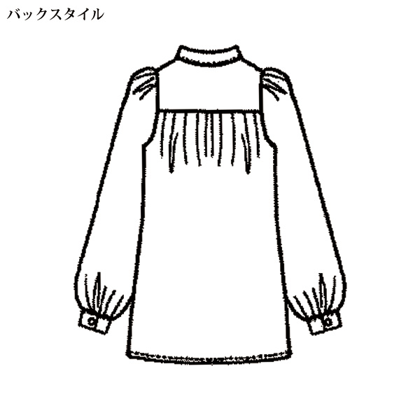 変形ドット柄シャーリングブラウス