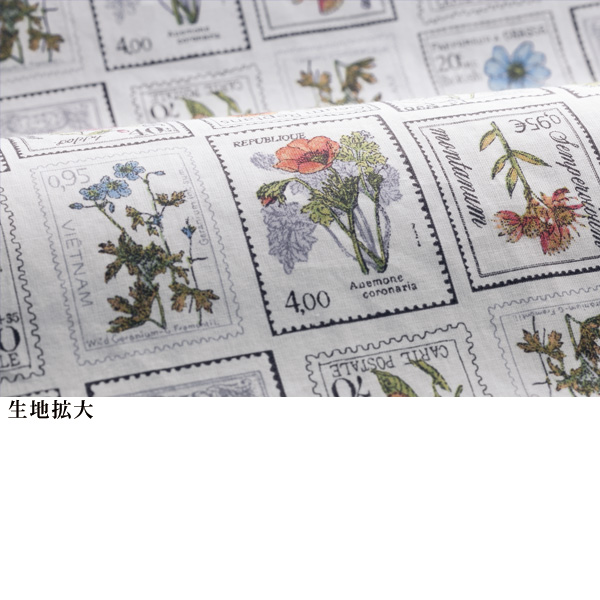 切手柄プリント 綿ブラウスジャケット