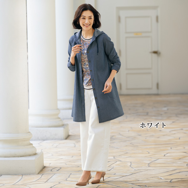 綿混ストレッチワイドパンツ