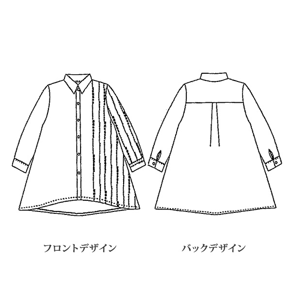 綿混プリントシャツチュニック