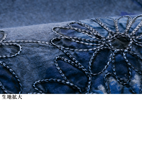 刺しゅう使い 手描きプリントブラウス