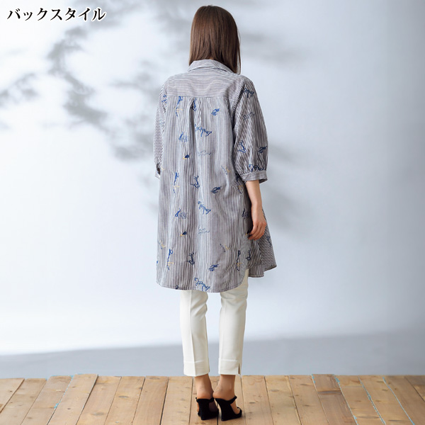 コットン刺しゅうロングブラウス