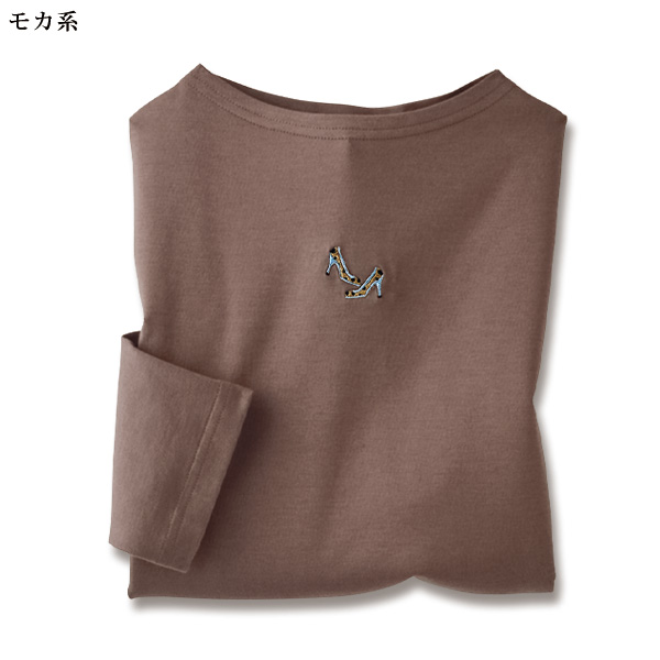 ハイヒール刺しゅう 綿100％ カットソープルオーバー