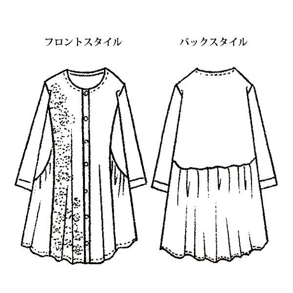 綿100％ 同色刺しゅう チュニックブラウス