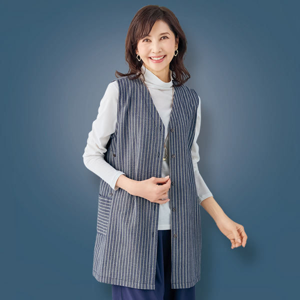 ストライプロングベスト