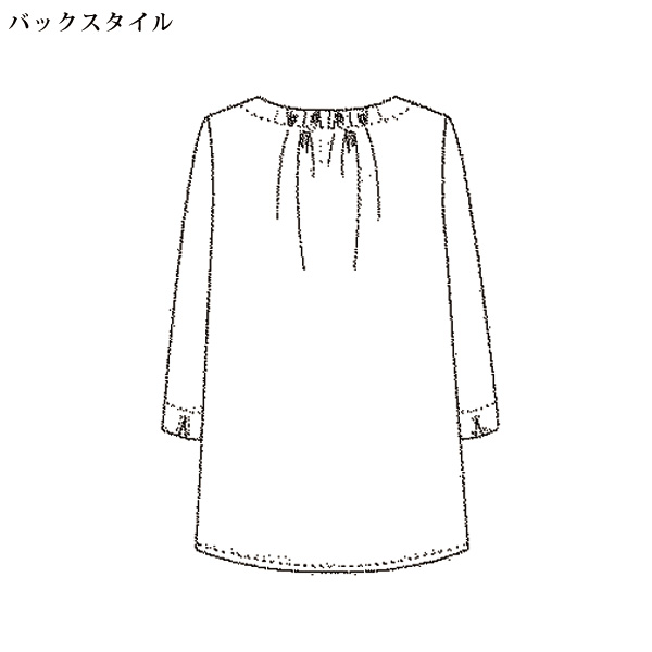 先染めストライプ 花柄プリントブラウス
