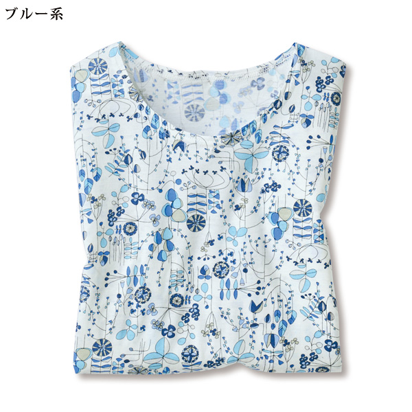 リーフプリント 七分袖プルオーバー