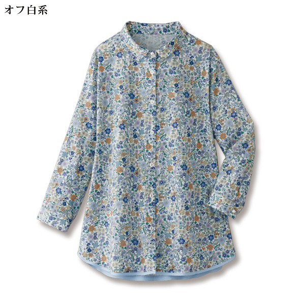 フェミニン・キレイめ】バンドカラー小花柄ブラウス（シャツ