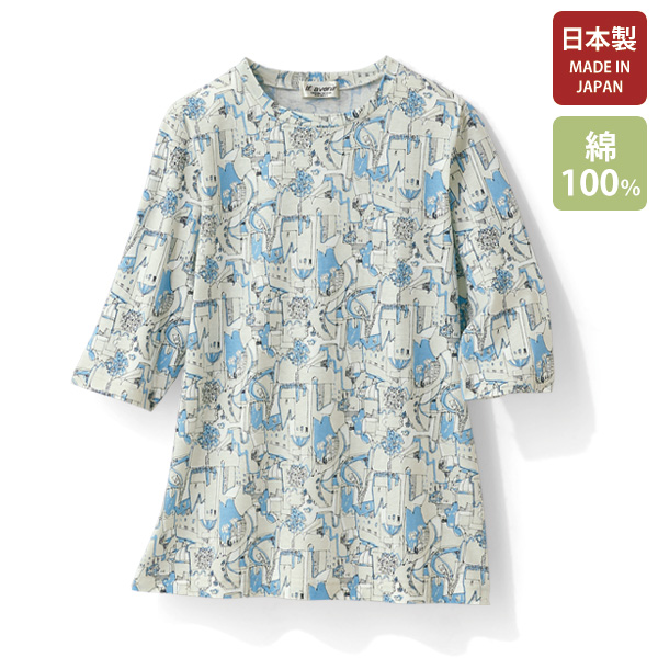 綿プリント カットソープルオーバー