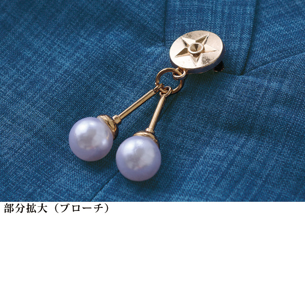 ブローチ付 杢調襟付 チュニックブラウス