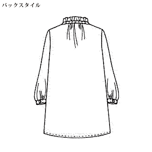 ドビーチェック フリル襟 花柄ブラウス